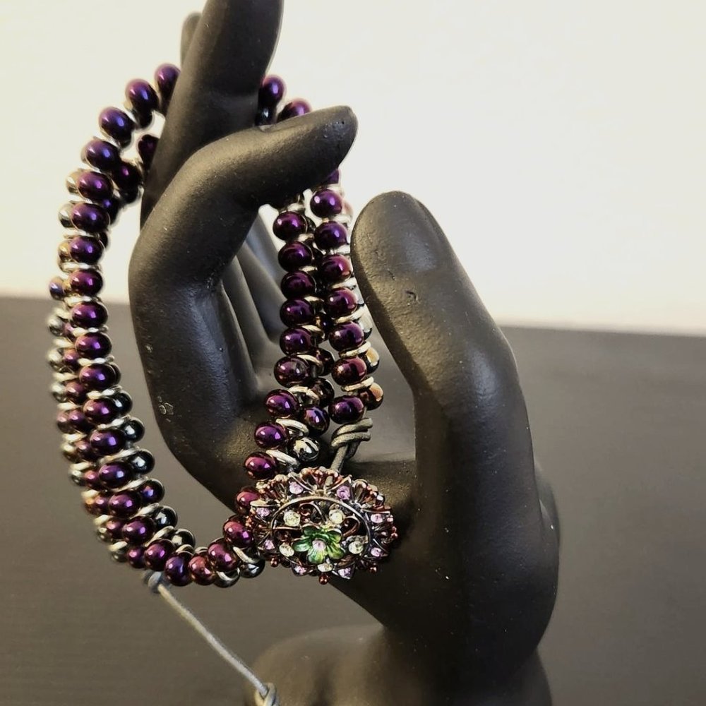 Purple and Black with Gold accent Necklace